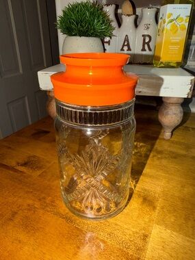Glass Storage Jar with Orange Silicone Lid